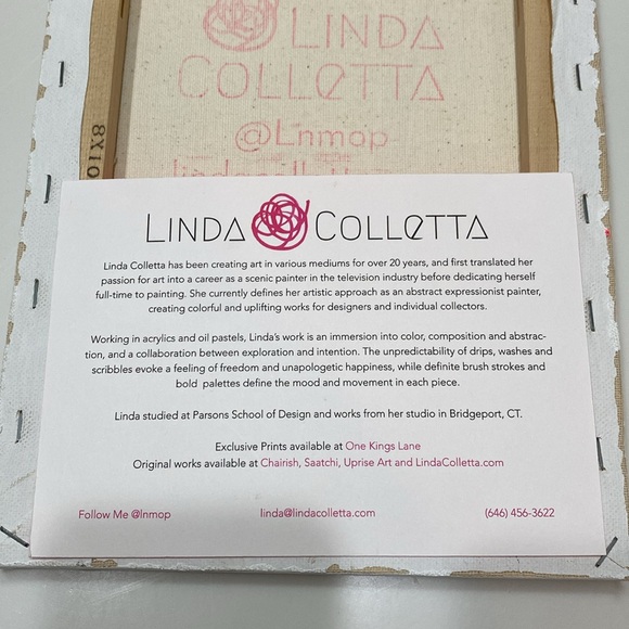 Original Abstract Purple & Pink Canvas Mixed Media Art Signed by Linda Colletta - Picture 7 of 7